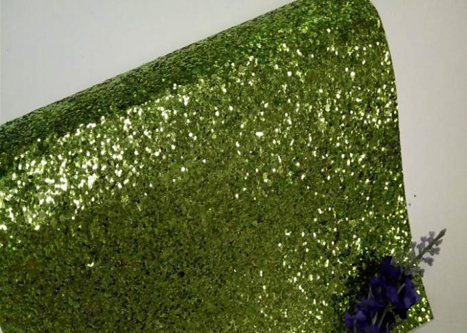 Light Green Frosted Chunky Glitter Fabric 0.55mm Thickness For Shoes And Wallpaper