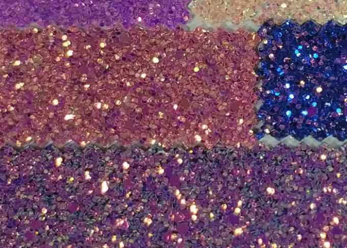 Attractive Style 3D Glitter Fabric Multi Color Pu Glitter Leather Rainbow Chunky Glitter Fabric