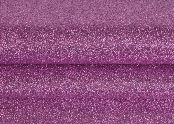 Purple Wedding Card Chunky Glitter Fabric , Shining Surface Fine Glitter Fabric