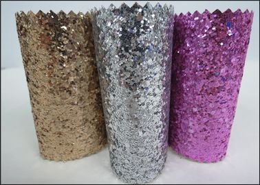 China Custom Design Grade 3 PU Glitter Fabric 0.7mm For Making Hair Accessories supplier