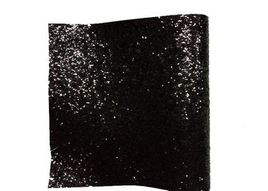 China PU Textile Chunky Glitter Fabric Wall Coverings Black Wallpaper 25cm*138cm supplier