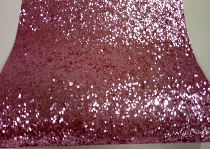 Pink Chunky Glitter Wall Fabric , Non - Woven Beautiful Glitter Fabric Sheets