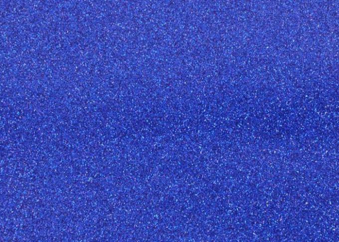 Blue Pvc Glitter Fabric With Cloth Bottom , Special Textile Leather Sparkle Glitter Fabric