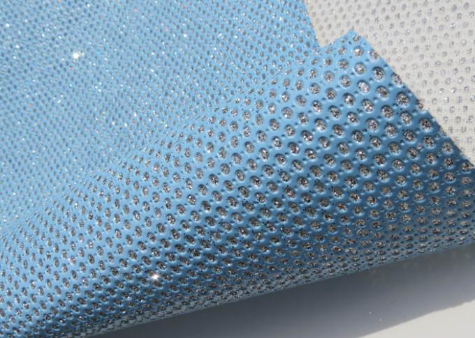 Light Blue Beautiful Perforated Leather Fabric Waterproof Leather Material Fabric