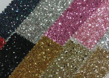 China Grade 3 Chunky 3D Champagne Glitter Fabric 1.2mm Thickness PU Fabric With 3D Chunky Glitter supplier