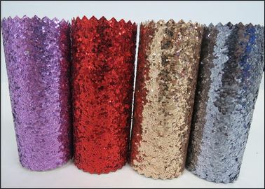China Sparkle Mixed Glitter Fabric Sheets , Pu Leather Multi Color Glitter Fabric supplier