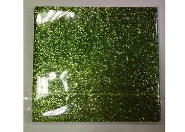 China Light Green Frosted Chunky Glitter Fabric 0.55mm Thickness For Shoes And Wallpaper supplier