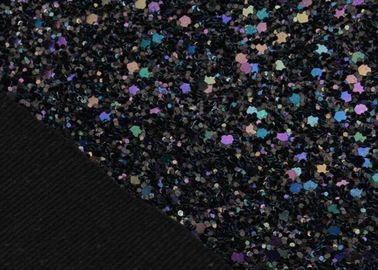 China Cotton Backing Laser Black Glitter Fabric , Sparkle Mixed Glitter Material Fabric supplier