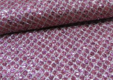 China Soft Handfeeling Glitter Mesh Fabric Design Pu Synthetic Leather For Shoe supplier
