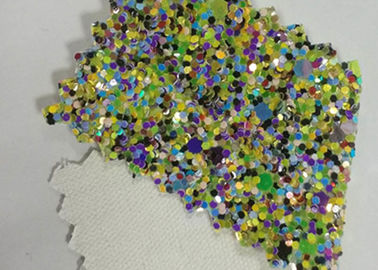 China Mixed Color Glitter Cotton Fabric Pu Glitter Leather Fabric For Lady Shoes supplier
