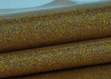 China Synthetic Mirror Leather Glitter Fabric Roll / Gold Glitter Fabric 0.4mm Thickness supplier