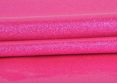 China Durable Synthetic Leather Glitter Pvc Fabric Rose Red Color For Making Bags supplier