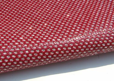 China Bright Red Perforated  Fabric , PU Mirror Leather Perforated Polyester Fabric supplier