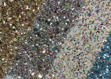 China Diamond Chunky Glitter Sparkle Fabric , Decorative Glitter Wall Fabric factory