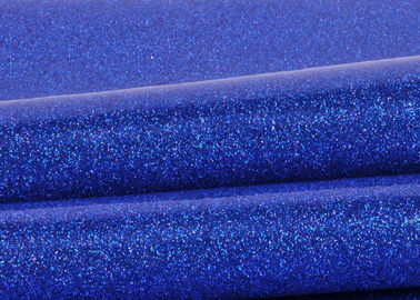 China Blue Pvc Glitter Fabric With Cloth Bottom , Special Textile Leather Sparkle Glitter Fabric factory