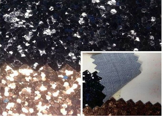 Grade 3 Chunky 3D Champagne Glitter Fabric 1.2mm Thickness PU Fabric With 3D Chunky Glitter